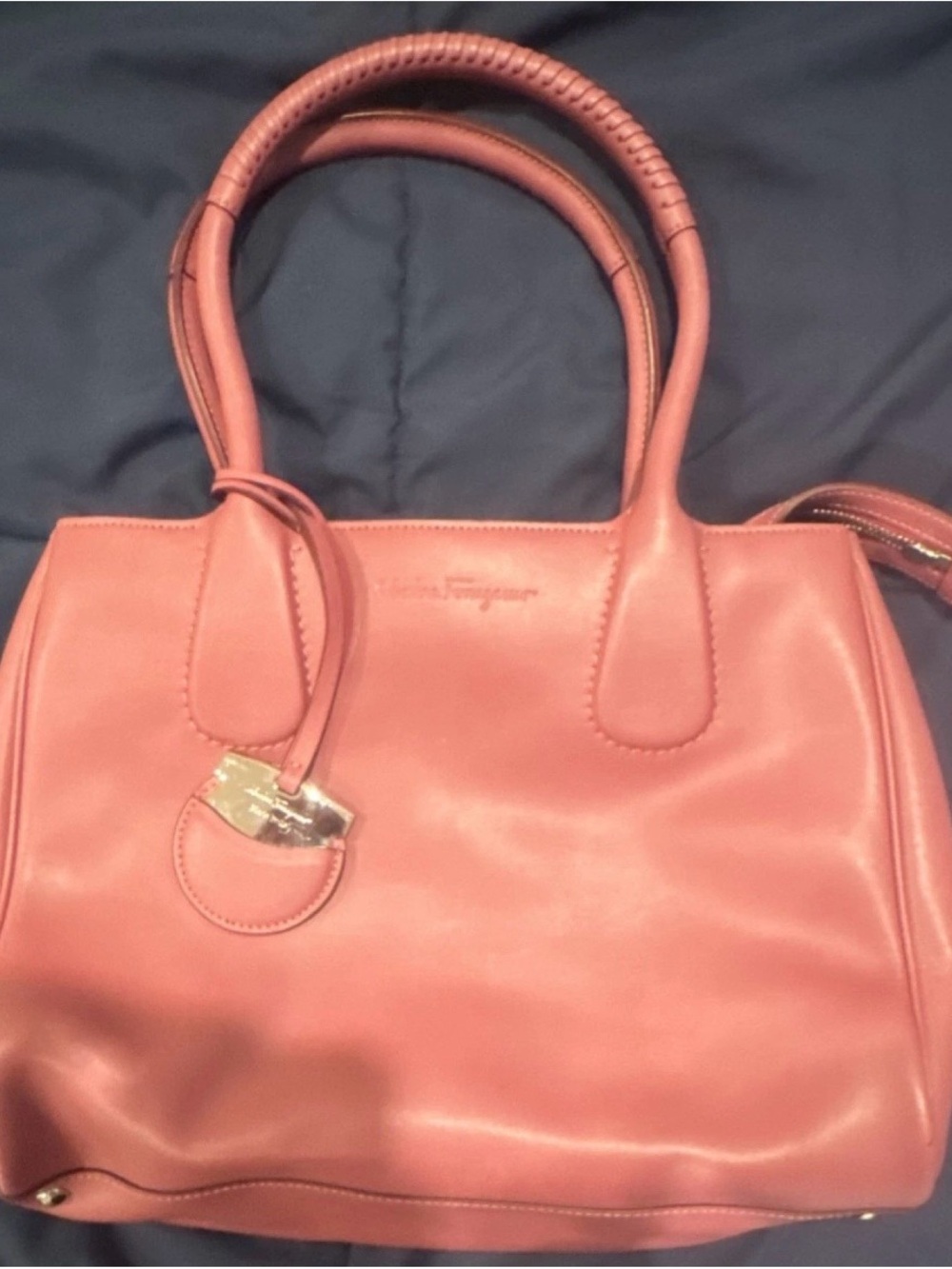 Salvatore Ferragamo Coral Pink Leather Tote
